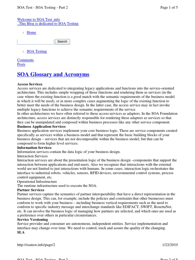 SOA Glossary and Acronyms To SOA Test .Info ..This Blog Is