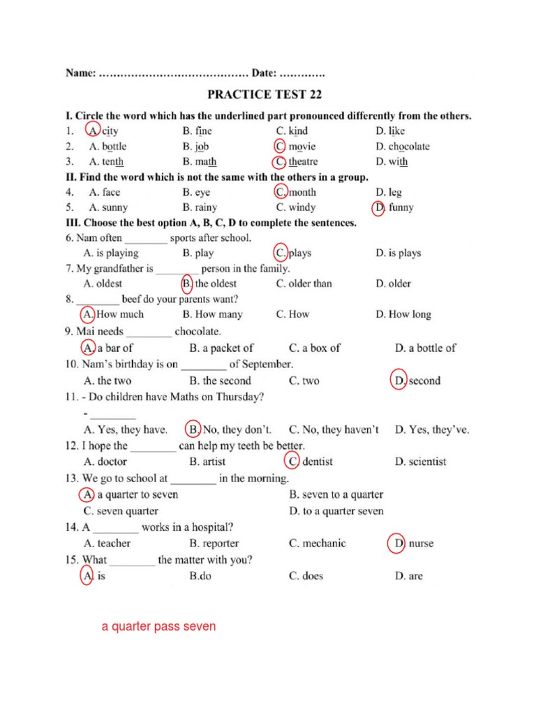 Practice Test 22 | PDF