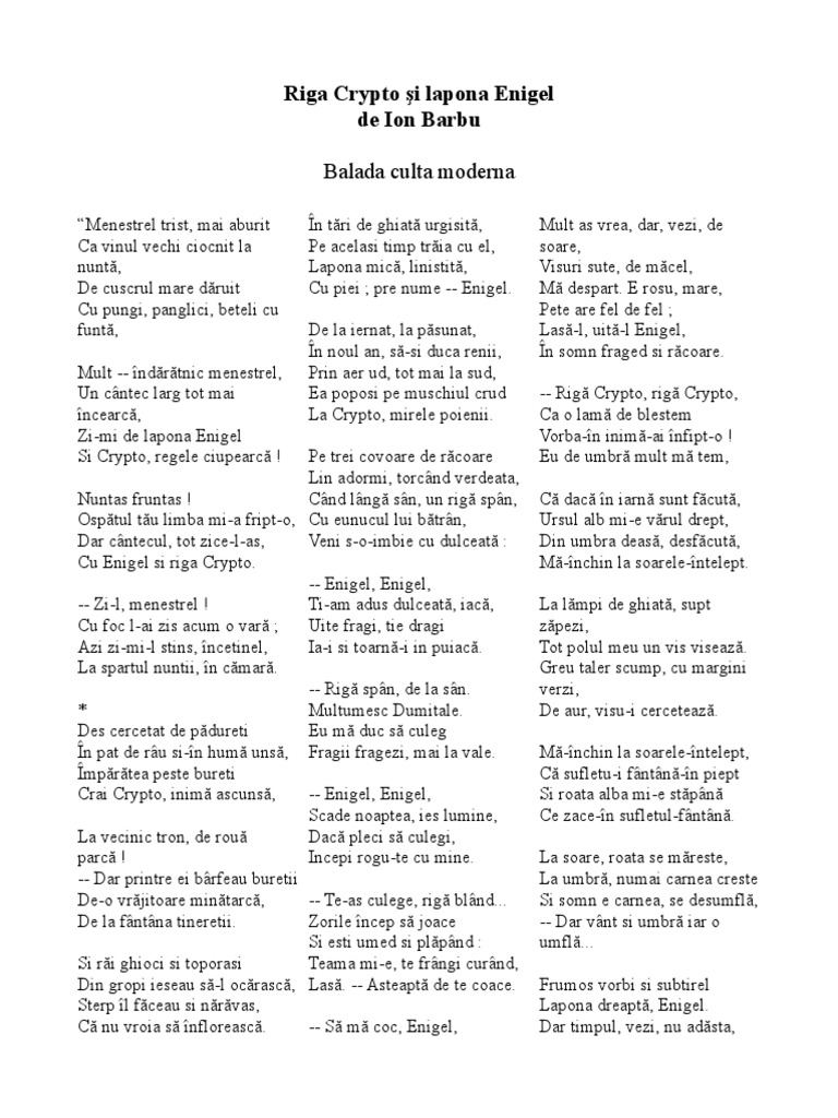 Ion-Barbu - Riga-Crypto-Si-Lapona-Enigel | PDF