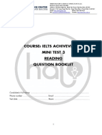 Mini Test 3 - Reading Question Booklet