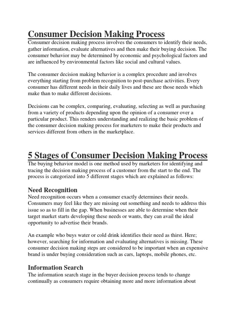 Consumer Decision Making Additional | PDF | Consumer Behaviour | Behavior