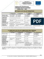 Calendario Evaluaciones Formacion Profesional 2021-22