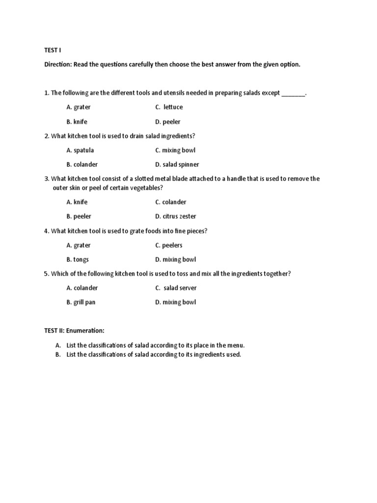 Assessment Cookery | PDF