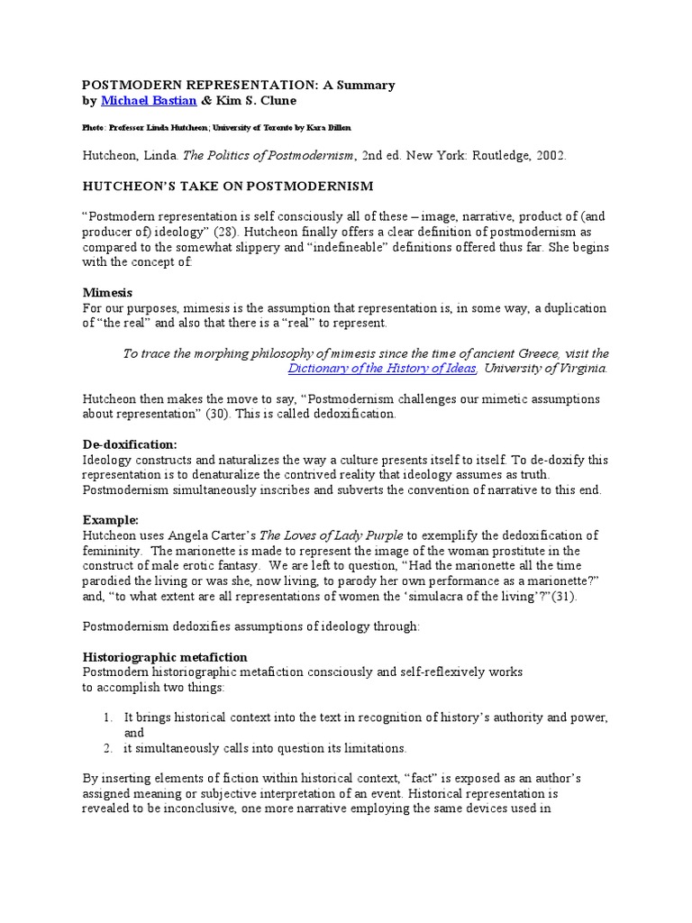 Postmodernism and Representation Explained | PDF | Postmodernism ...