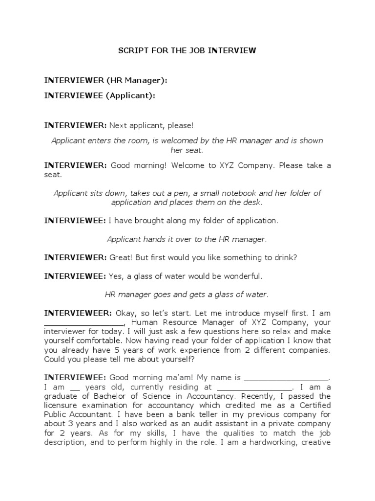 Script For A Job Interview | PDF | Job Interview