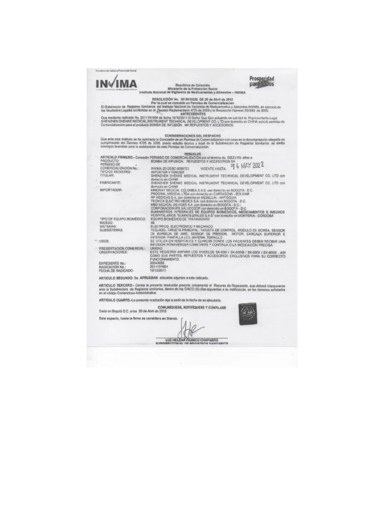 Invima sk600 | PDF