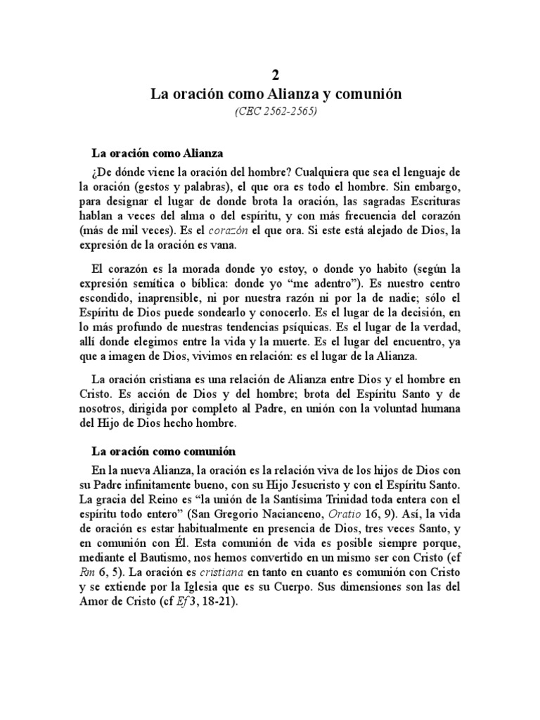 La Oración Como Alianza y Comunión | PDF | Oración | eucaristía