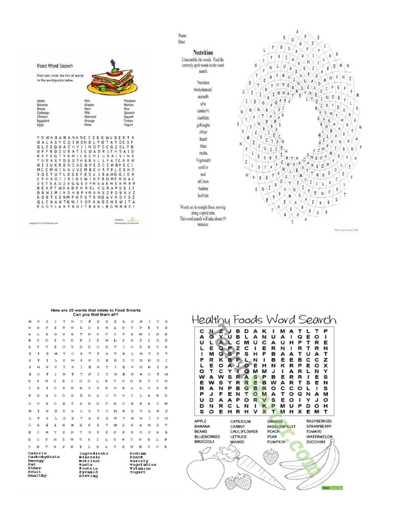 Nutrition Wordsearch | PDF