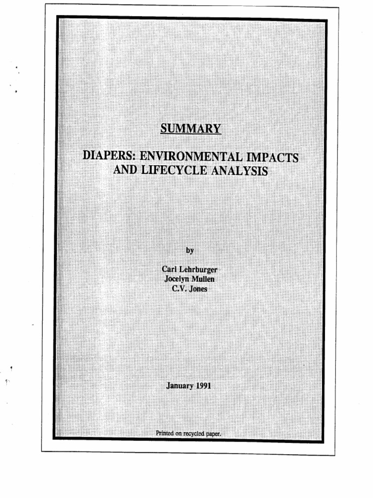 Diapers Environmental Impacts & Life Cycle Analysis PDF Diaper