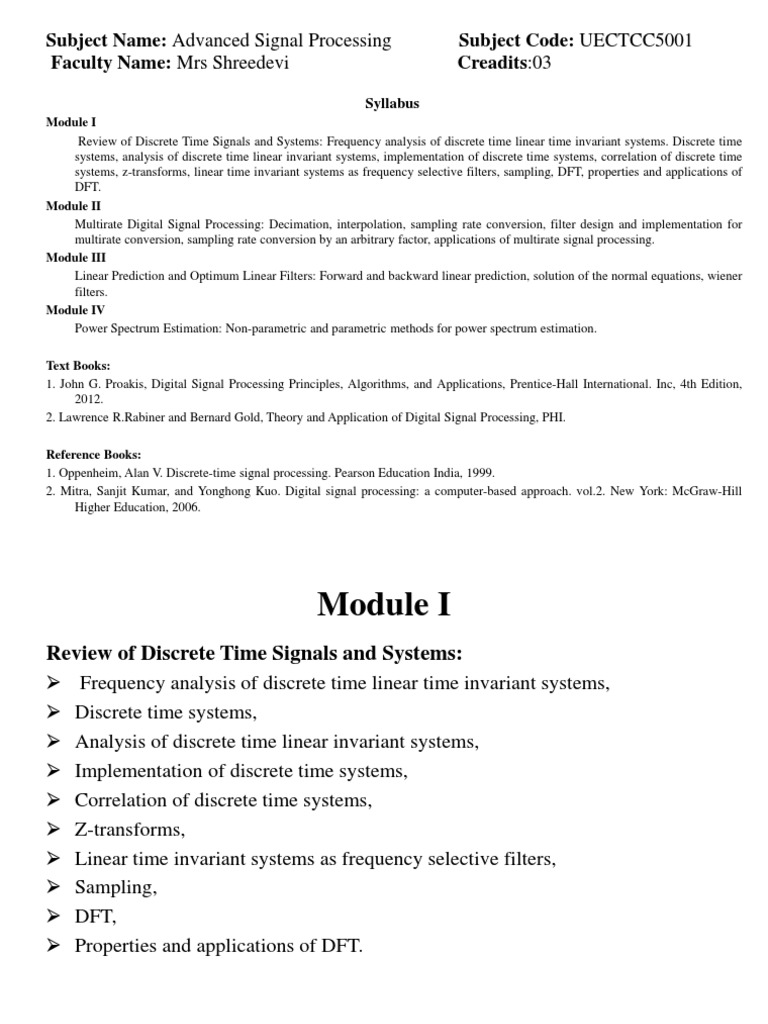 Asp Unit 1 | PDF | Discrete Fourier Transform | Discrete Time And ...