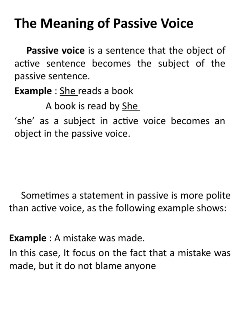 Passive Voice PDF Verb Subject (Grammar)