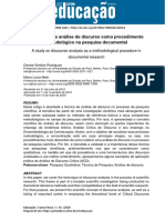(Artigo) Estudo Sobre Análise de Discurso Como Procedimento Metodológico Na Pesquisa Documental (2020)