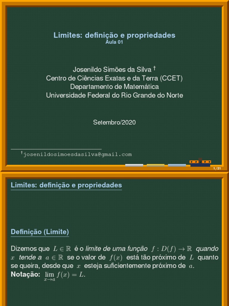 Limites: Definição e Propriedades | PDF | Limite (Matemática) | Definição