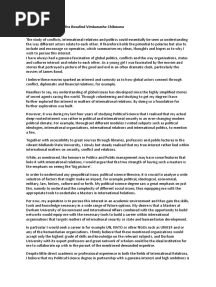 International Relations Personal Statement