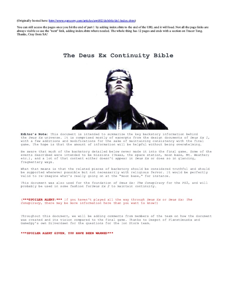 The Deus Ex Bible (Rehost) | PDF