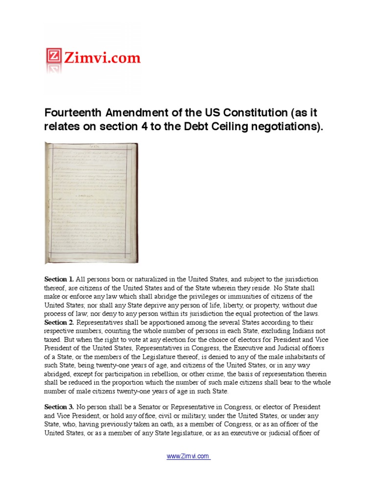 Fourteenth Amendment Of The Us Constitution As It Relates On