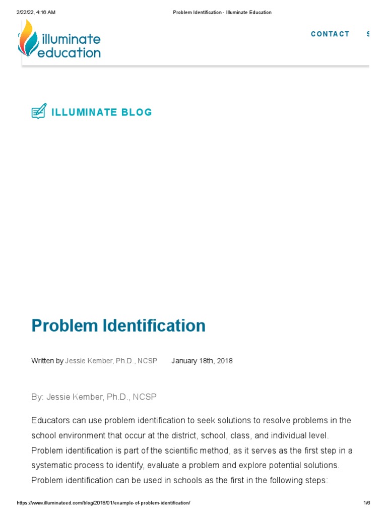 Problem Identification - Illuminate Education | PDF | Learning | School ...