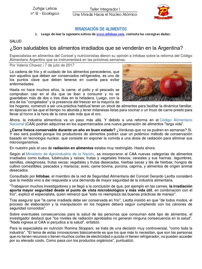 Tp. IRRADIACIÓN DE ALIMENTOS - para Intercambio | PDF | Alimentos | Carne