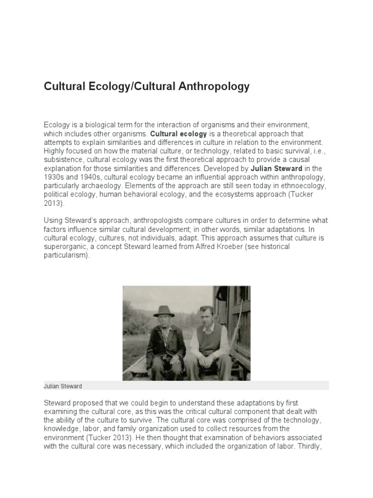 Cultural Ecology PDF Ecology Science