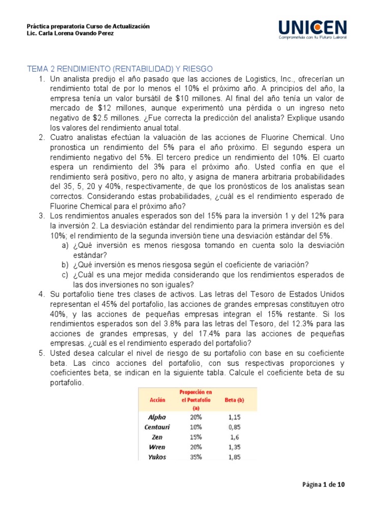 Rentabilidad y riesgo en inversiones financieras | PDF | Modelo de ...