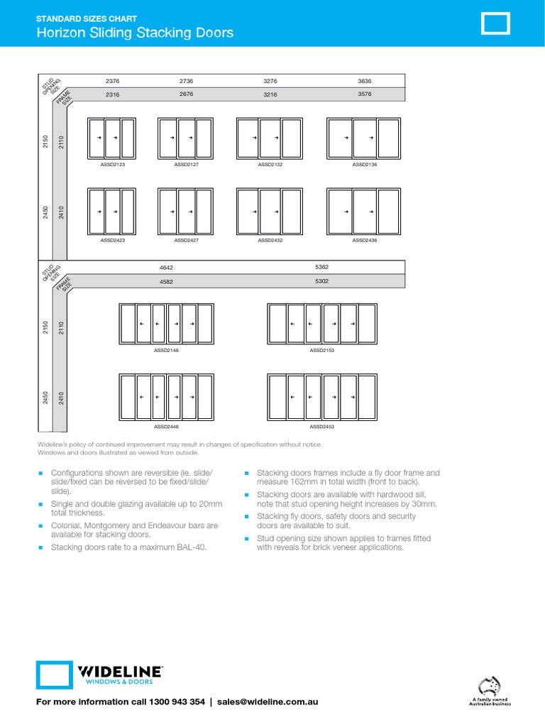 WIDELINE Stacking Doors Standard Size | PDF | Door | Window
