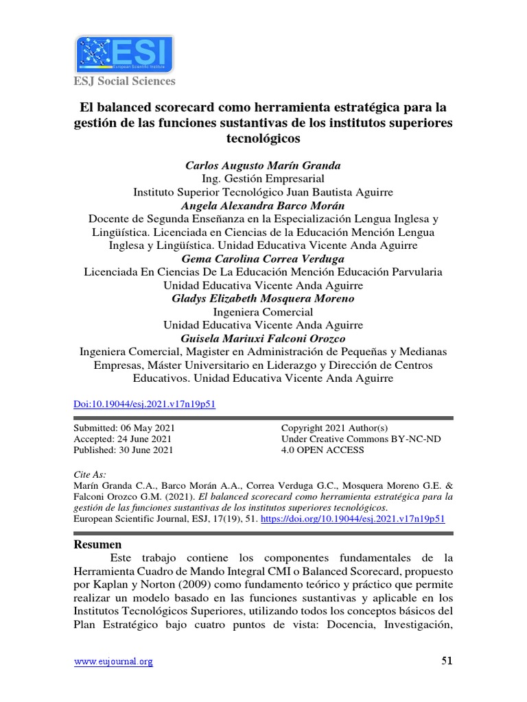 El Balanced Scorecard Como Herramienta e | PDF | Planificación ...