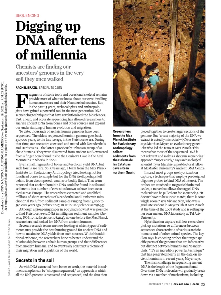 Digging Up DNA After Tens of Millennia | PDF | Dna | Dna Sequencing