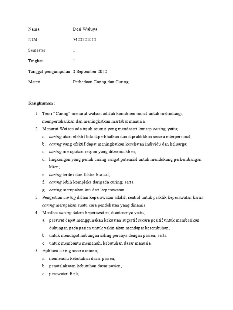 Caring Dan Curing Pdf Karier Perkembangan Pengembangan Diri