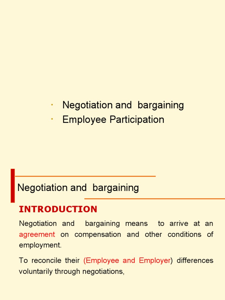 Negotiating and Bargaining and Employee Participation PDF