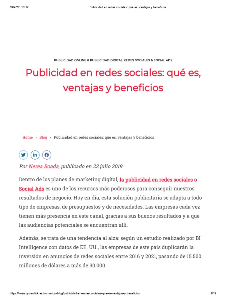 Ventajas de la Publicidad en Redes Sociales | PDF | Publicidad | Facebook