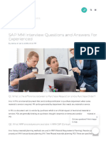 SAP MM Interview Questions and Answers For Experienced
