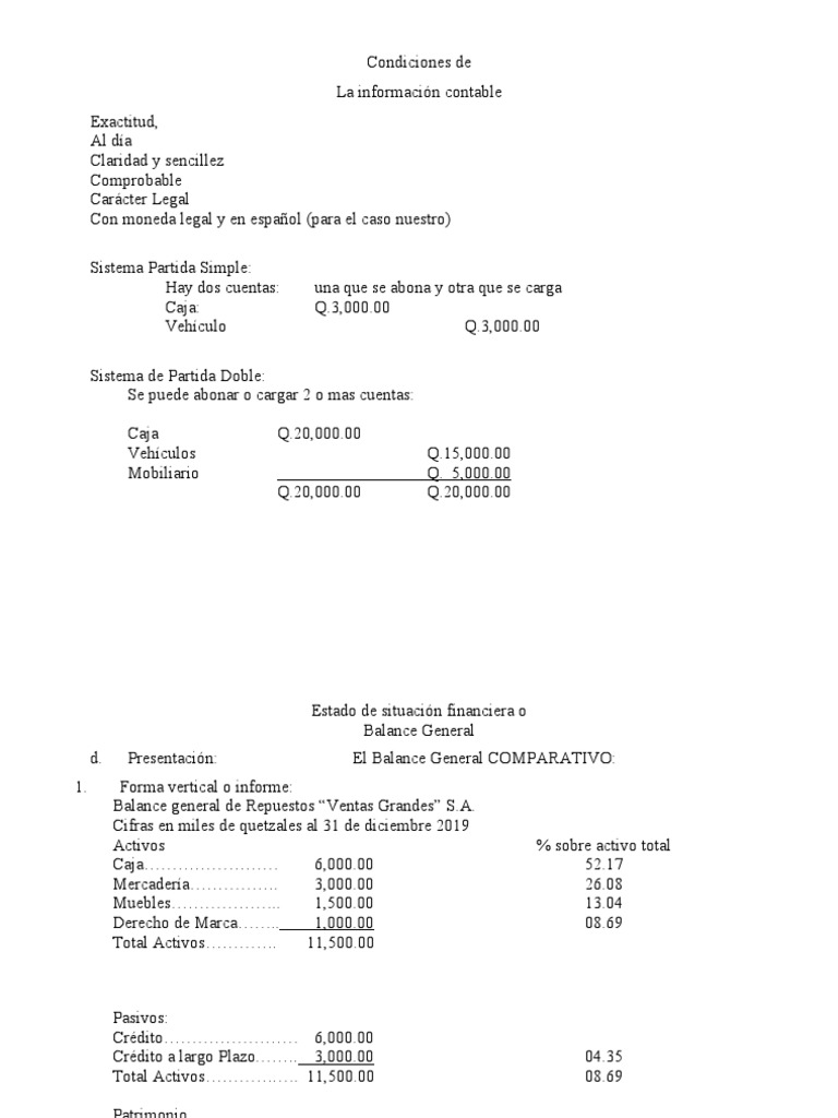 Estado de Situación Financiera o Balance General | PDF | Hoja de ...