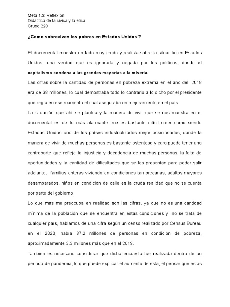 ¿Cómo Sobreviven Los Pobres en Estados Unidos | PDF