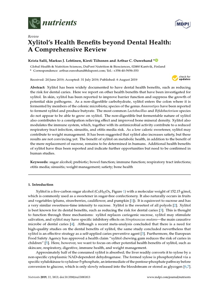 Xylitol Benefits PDF Epidermis Skin