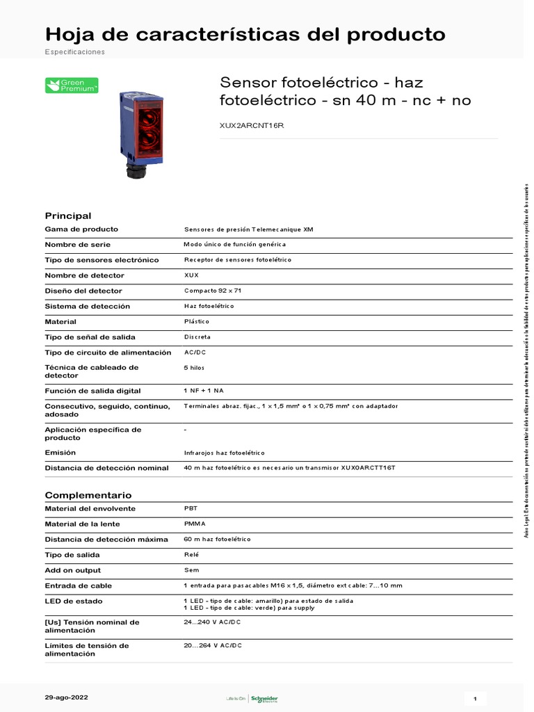 Photoelectric Sensors XU XUX2ARCNT16R PDF Diodo emisor de luz