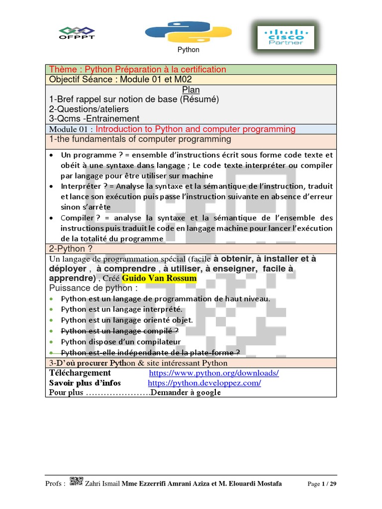 Puissance et Notions de Base en Python | PDF | Python (Langage de ...