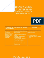 Identidad y Misión de la Universidad