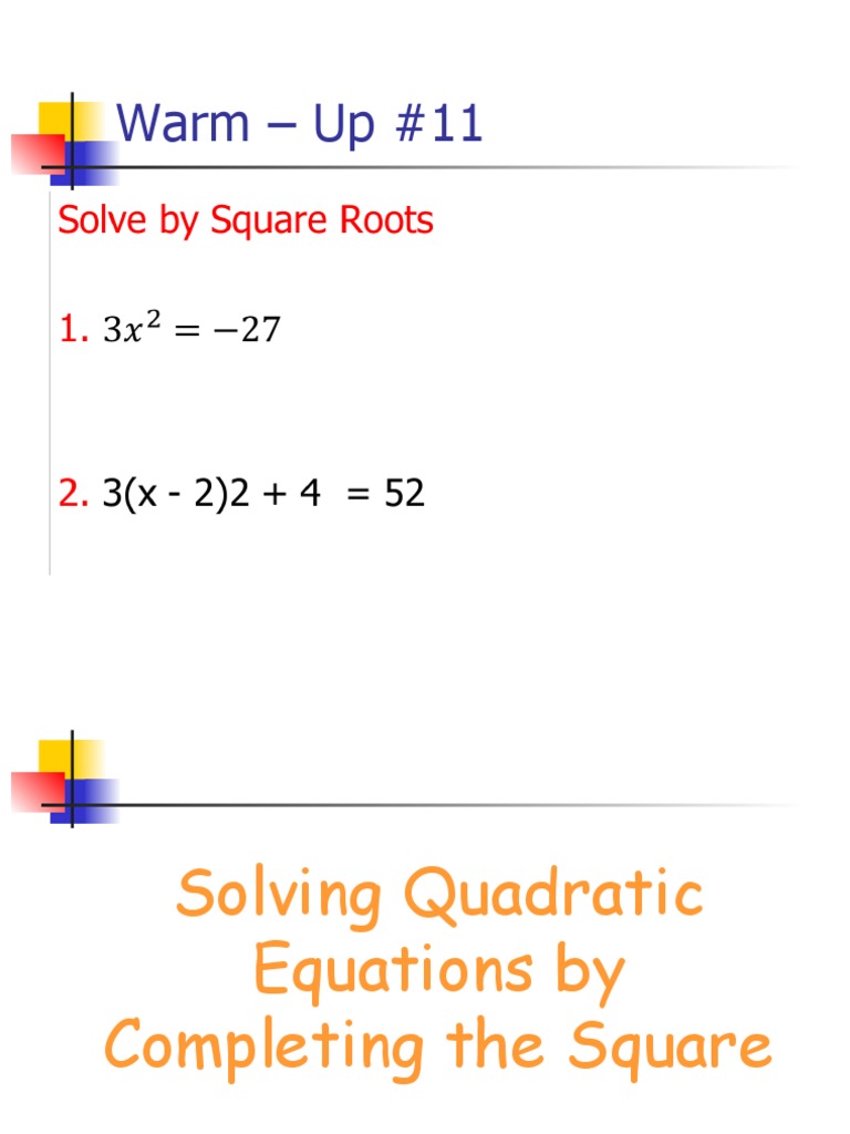 Completing the Square for Quadratics | PDF | Quadratic Equation ...