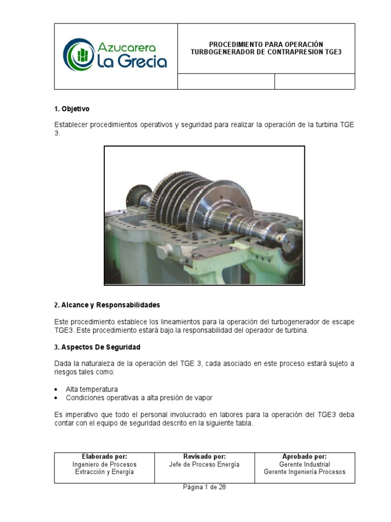 Procedimiento Operativo TGE3 | PDF | Vapor | Máquina de vapor