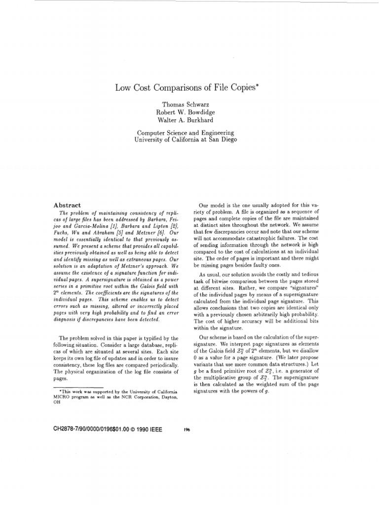 Low Cost Comparisons File Copies PDF Algorithms Logarithm