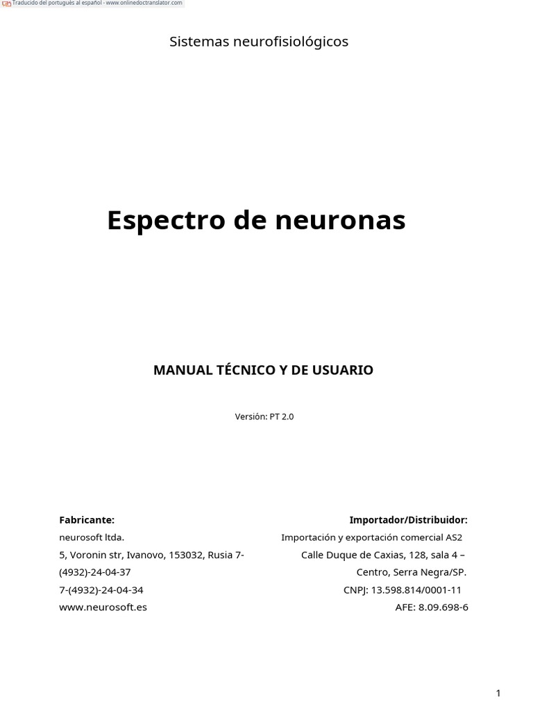 Manual Técnico Sistemas Neuron-Spectrum | PDF | Transmisor | Monitor de ...