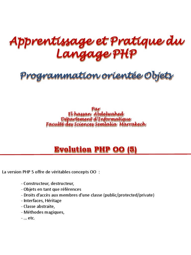 C4 php programmation oo pdf classe informatique programmation