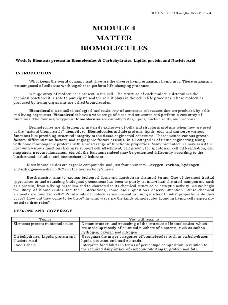 Understanding Four Major Biomolecules | PDF | Biomolecules | Carbohydrates