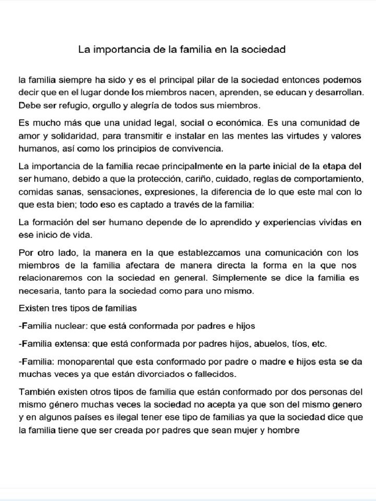 La Importancia de La Familia en La Sociedad | PDF