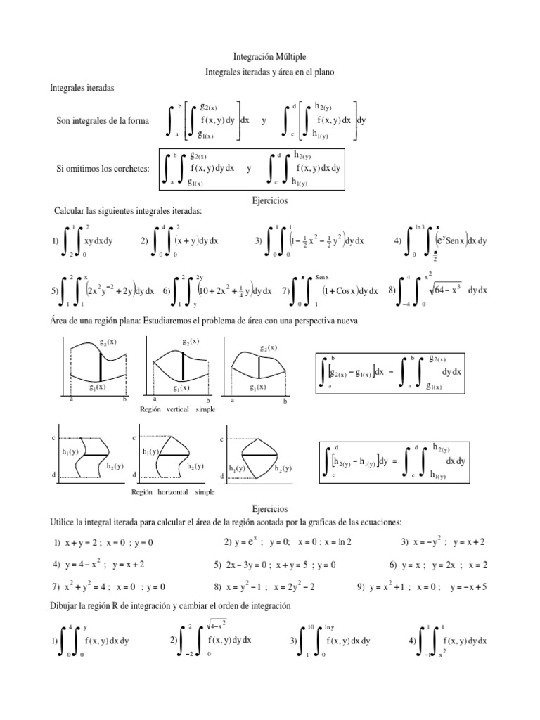 Integrales Iteradas y Cálculo de Áreas | PDF | Integral | Geometría ...