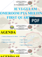 Grade VI Homeroom PTA Meeting Agenda