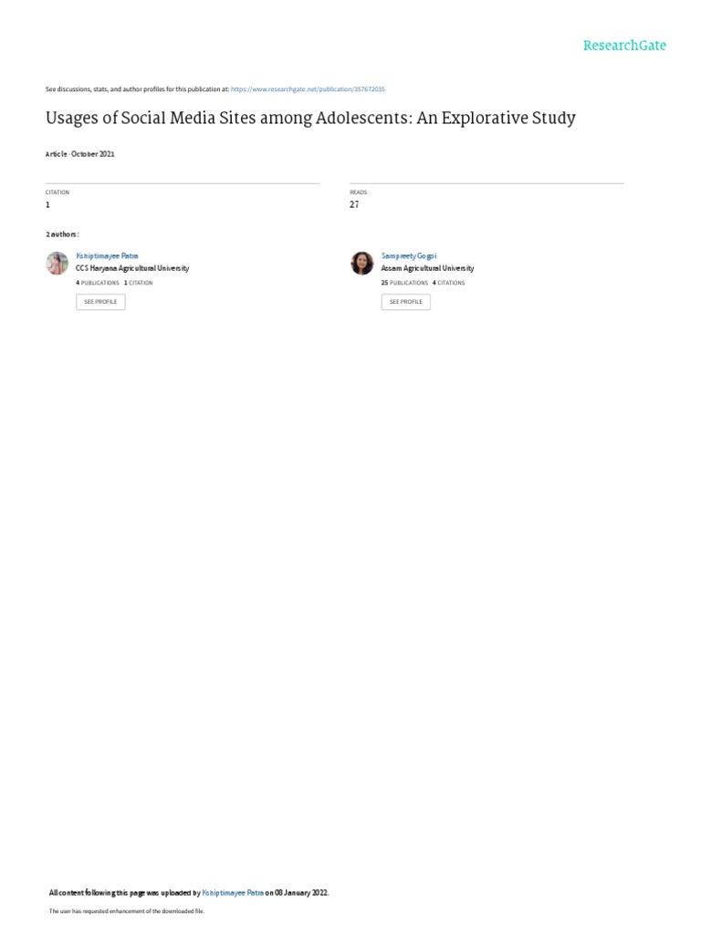 Adolescent Social Media Usage Study | PDF | Social Media | Popular ...