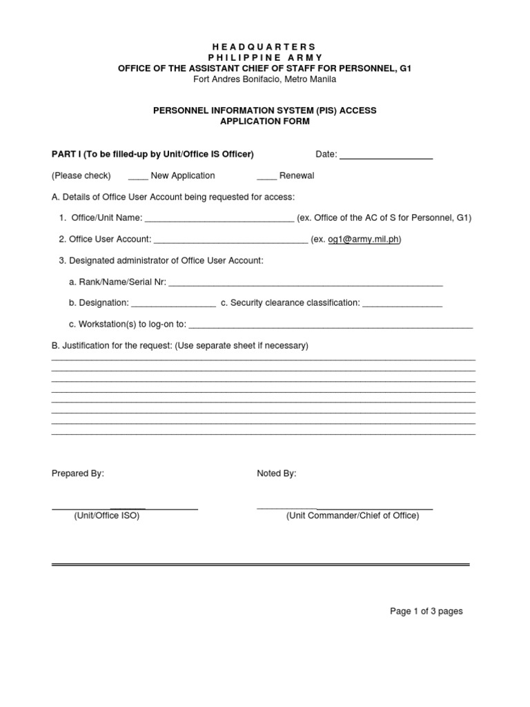 Pis access application form pdf philippines information technology