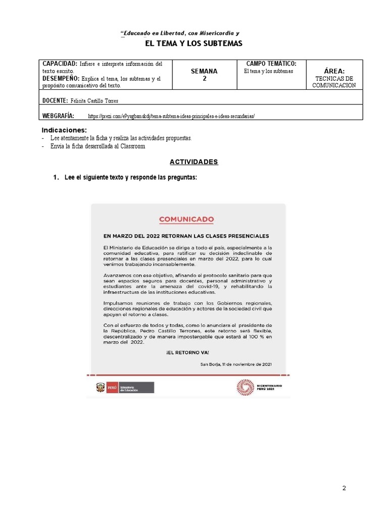 Reinicio de Clases en Perú 2022 | PDF | Naturaleza muerta | Artes visuales