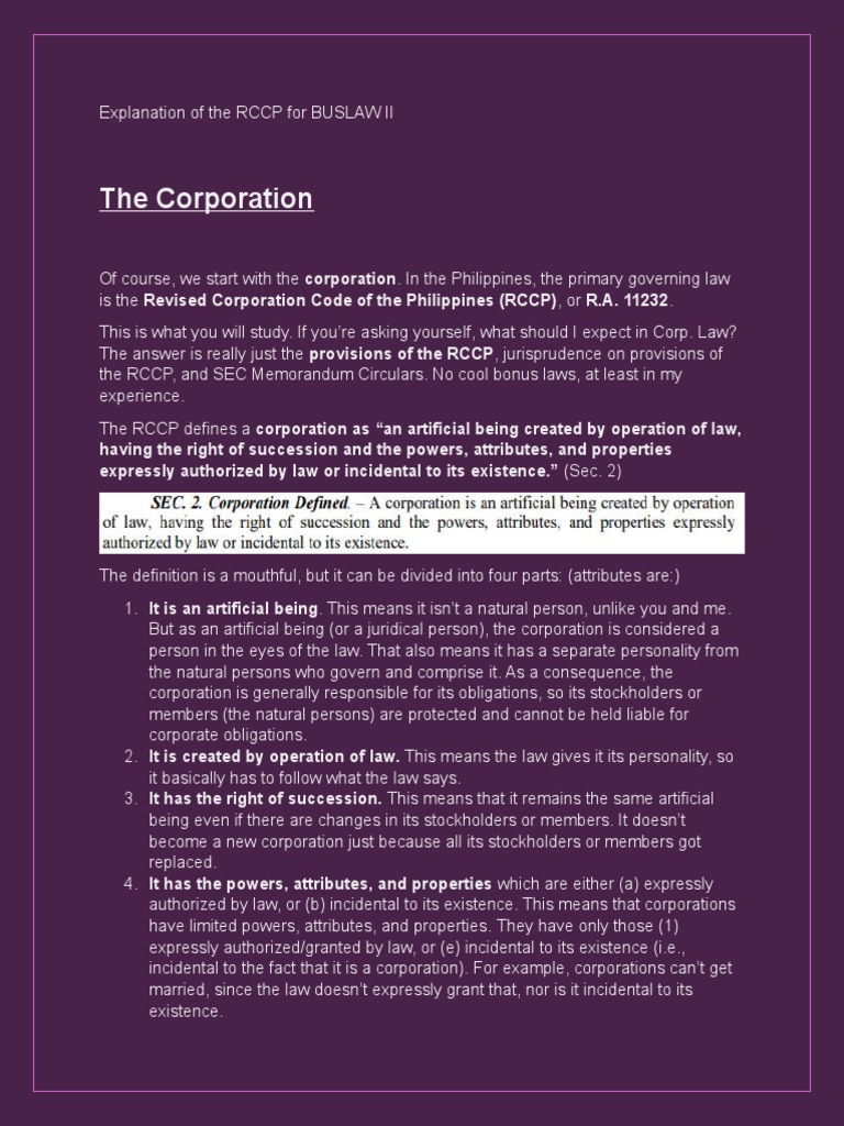 Understanding RCCP in Corporate Law | PDF | Stocks | Corporations